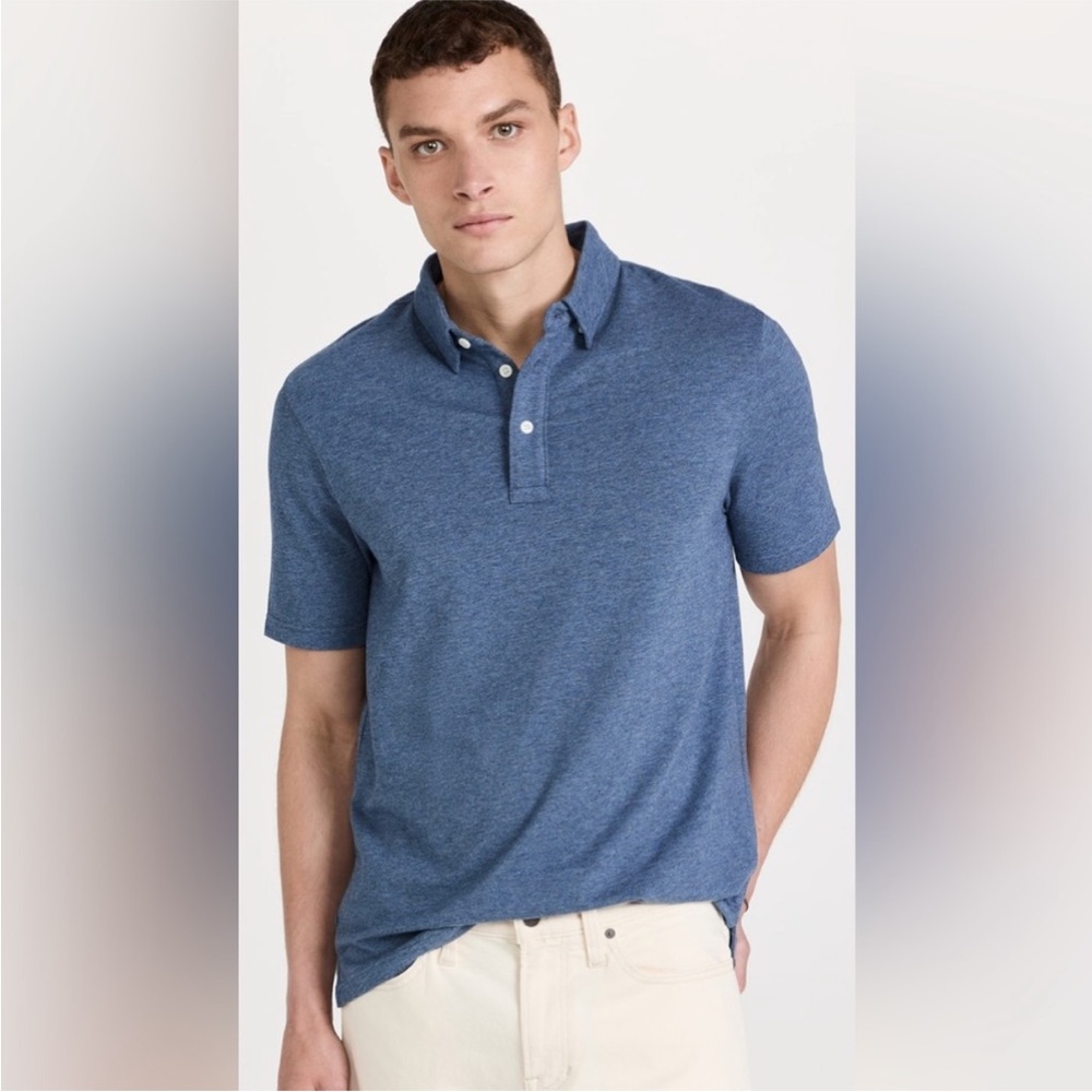 Faherty Movement Heathered Blue Button-Down Collar Polo Men’s size Medium